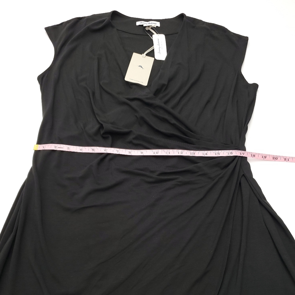 Tommy Bahama Tambour Side Gathered Stretch Black Dress Womens Size XL - Picture 5 of 11